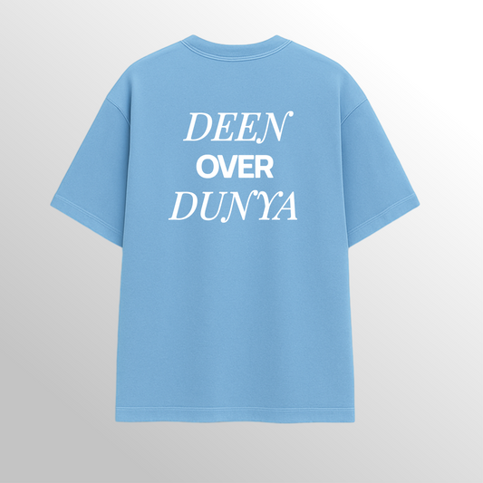 DEEN OVER DUNYA OVERSIZED TSHIRT(SKY BLUE)