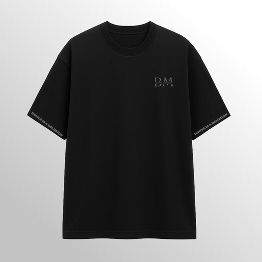 DUNYA IS A DELUSION BLACK HEAVYWEIGHT T-SHIRT