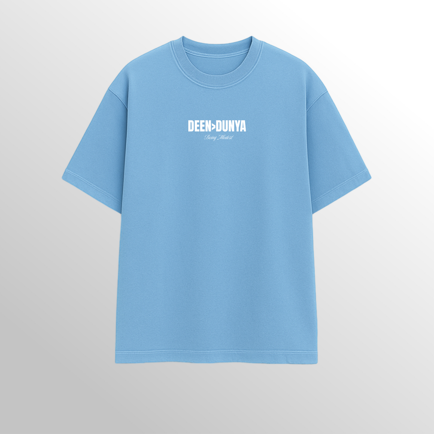 DEEN OVER DUNYA OVERSIZED TSHIRT(SKY BLUE)