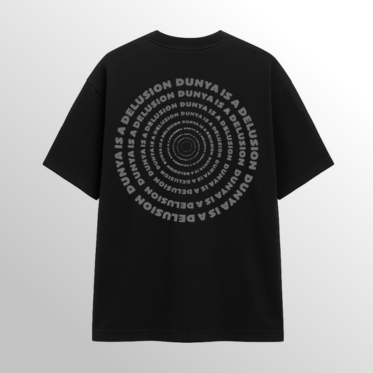 DUNYA IS A DELUSION BLACK HEAVYWEIGHT T-SHIRT