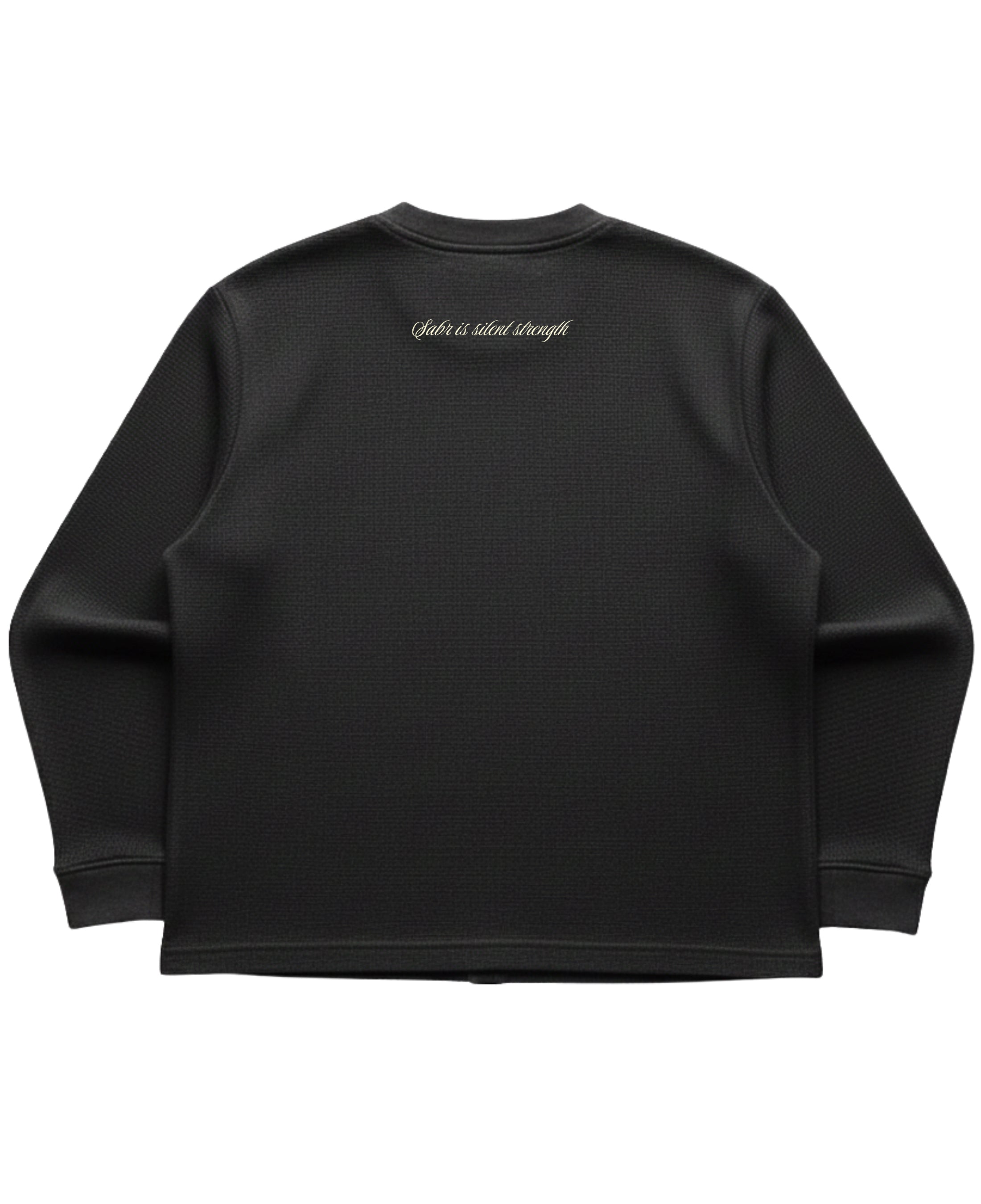 Black waffle knit oversized full-sleeve Back Design